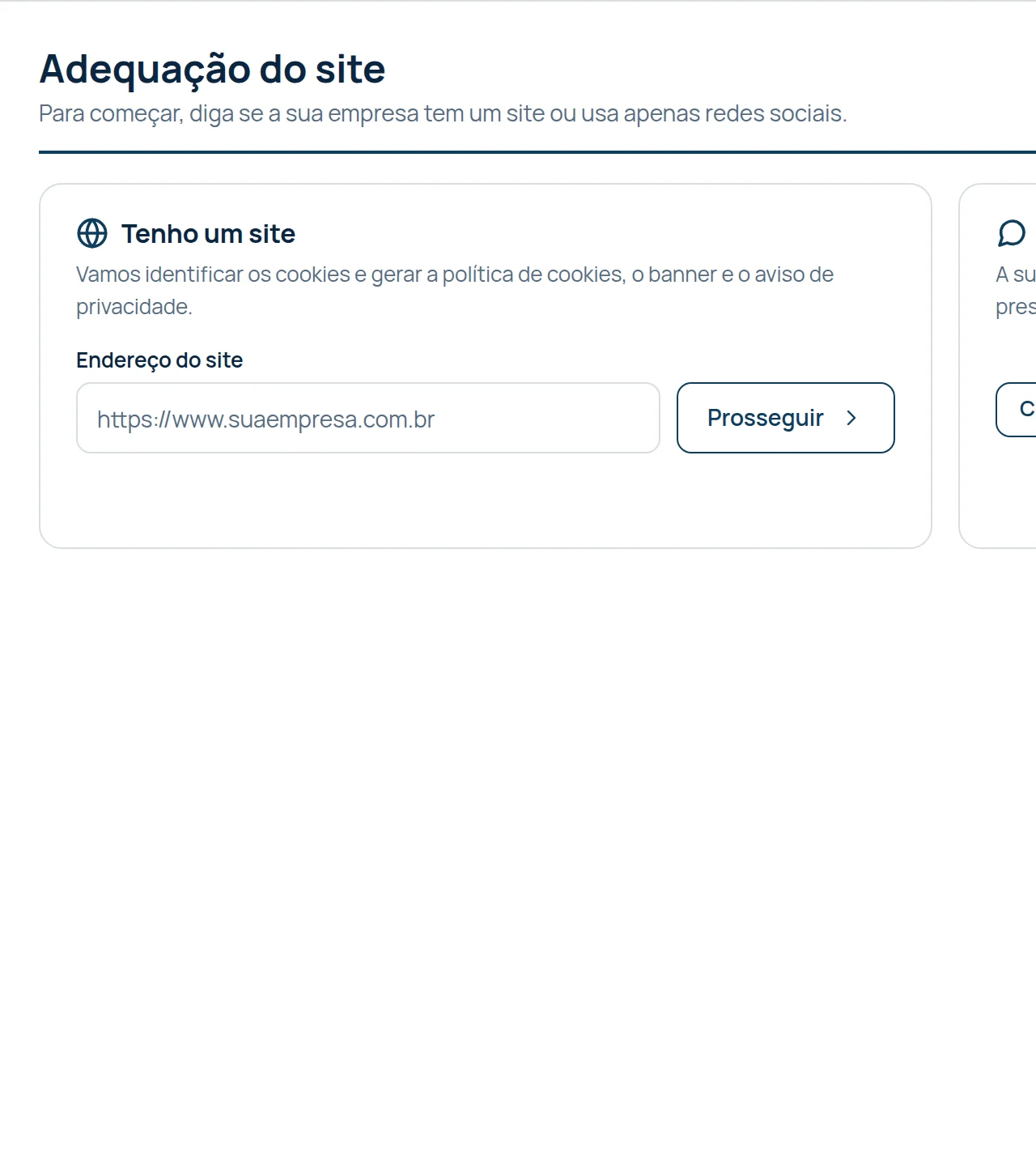 A adequação do site: a escolha entre ter um site, com o endereço para a análise, e atender sem site.